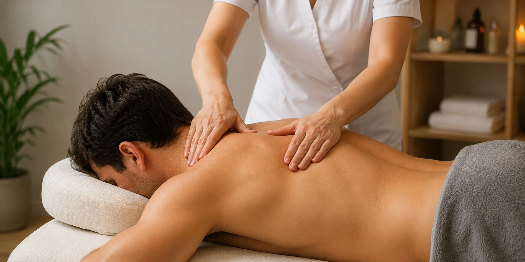 Masaje suave para aliviar una contractura muscular